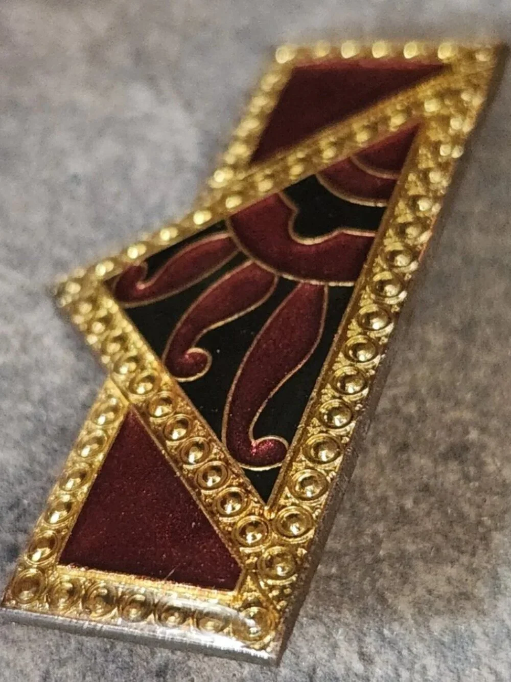 Vtg 1970s Pierre Bex Art Deco Revival Enamel Bar Brooch Pin Geometric Sun Motif - Picture 13 of 14